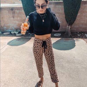 LNA x Revolve Brushed Knit Jogger Pants Cheetah